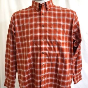 Cabellas 2XL Button Shirt Brown Plaid Pattern.